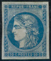 ** N°45A 20c Bleu Type II R1 - TB - 1870 Ausgabe Bordeaux