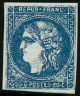 ** N°46B 20c Bleu, Faux De Marseille - TB - 1870 Emisión De Bordeaux