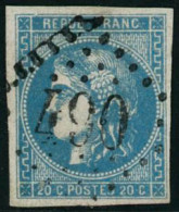 Obl. N°46Bh 20c Bleu Outremer, Type III R2 - TB - 1870 Ausgabe Bordeaux