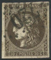 Obl. N°47d 30c Brun Foncé - TB - 1870 Bordeaux Printing