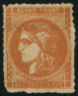 * N°48 40c Orange, Percé En Lignes - B - 1870 Ausgabe Bordeaux