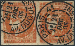 Obl. N°48 40c Orange, Paire Obl CàD - TB - 1870 Ausgabe Bordeaux