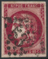 Obl. N°49b 80c Rose Vif - TB - 1870 Bordeaux Printing