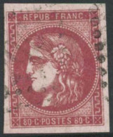 Obl. N°49d 80c Groseille - TB - 1870 Ausgabe Bordeaux