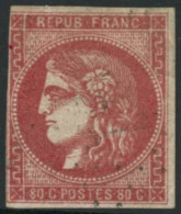 Obl. N°49e 80c Saumon, Court à Gauche, Rare - B - 1870 Ausgabe Bordeaux