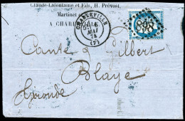 Lettre N°60B 25c Bleu, Type II, Inscriptions Au Verso Sur LAC à Entête Claude Lafontaine 06/7/74 - TB - 1871-1875 Cérès