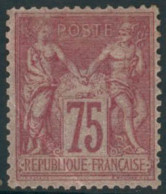 ** N°81 75c Rose, Pli De Gomme Diagonal - B - 1876-1898 Sage (Type II)