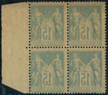 ** N°90 15c Bleu Bloc De 4, Recto-verso - TB - 1876-1898 Sage (Type II)