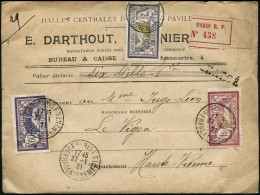 Lettre N°122 + Divers  2F Merson + Divers S/lettre Chargée Du 27/1/21 - TB - Other & Unclassified