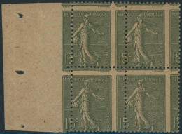 ** N°130 15c Vert-gris, Bloc De 4 Superbe Variété De Piquage - TB - Other & Unclassified