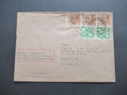 Bizone 8.1948 Band / Netzaufdruck MiF Int. Portostufe! 1 Formular Zur Zustellungsurkunde Arbeitsgericht Bremerhaven - Storia Postale