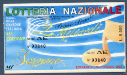 °°° Biglietto N. 5569 - Lotteria Nazionale °°° - Biglietti Della Lotteria