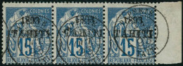 Obl. N°24 15c Bleu, Bande De 3 - TB - Other & Unclassified