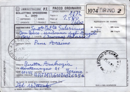 Italia (1993) - Bollettino Pacchi Da Torino Per Alassio (SV) - (pane Azzimo) - Pacchi Postali