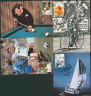 Carte-maximum (CM) - Sports N°2039/42 + 2043/46 Complet (deux Jeux) ! Billard, Cyclisme, Yatching, Football - 1981-1990