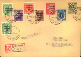 1948, Doppel-Ortseinschreiben Mit Komplettem Satz Überdruckwerte Der Bärenserie Ab BERLIN - KAROW - Cartas & Documentos