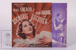 Original 1939 Beloved Enemy / Movie Advt Brochure - Merle Oberon, Brian Aherne Folded 11,2 X 13,5 Cm - Fascist Backside - Bioscoopreclame