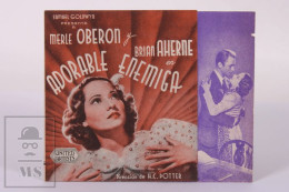 Original 1939 Beloved Enemy / Movie Advt Brochure - Merle Oberon, Brian Aherne Folded 11,2 X 13,5 Cm - Fascist Backside - Pubblicitari