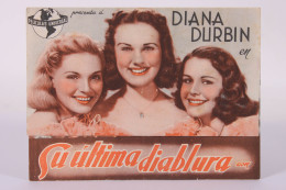 Original 1940's Three Smart Girls Grow Up / Movie Advt Brochure - Diana Durbin, Charles Winninger - Folded 12 X 16 Cm - Publicidad