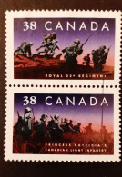 Canada 1989  USED  Sc1250a   Vertical Se-tenant Pair Of  2 X 38c, Infantry Regiments - Usati