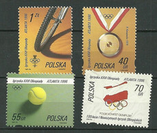 POLAND MNH ** 3382-3385 Jeux Olympiques D'été à Atlanta Canada Médaille Balle Tennis Logo Comité Olympique - Nuevos