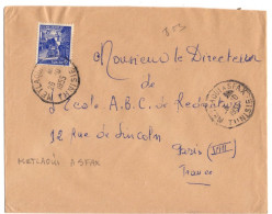 TUNISIE OBLITERATION AMBULANT  METLAOUI A SFAX SUR LETTRE POUR PARIS - Cartas & Documentos