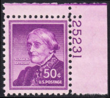 !a! USA Sc# 1051 MNH SINGLE From Upper Right Corner W/ Plate-# (25231) - Liberty Issue: Susan B. Anthony - Ungebraucht