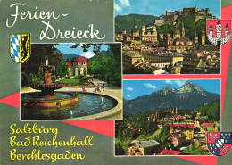 SALZBURG, MULTIPLE VIEWS, ARCHITECTURE, PARK, FOUNTAIN, CASTLE, MOUNTAIN, EMBLEM, AUSTRIA, POSTCARD - Salzburg Stadt