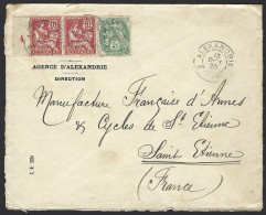 F15 - Egypt Alexandria French Office - Cover 1920 To Saint-Etienne France - Covers & Documents