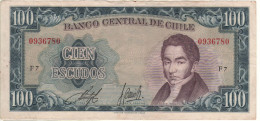 CHILE   100  Escudos   P141  ( ND )    "Manuel Rengifo + Sail Boat At Back " - Chili