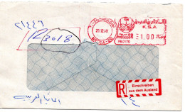 74823 - Saudi-Arabien - 1981 - 1,00R Freistpl A R-Bf MECCA -> Westdeutschland, M Dt R-Aufkleber - Saoedi-Arabië