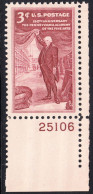 !a! USA Sc# 1064 MNH SINGLE From Lower Right Corner W/ Plate-# 25106 (a2) - Pennsylvania Academy Of The Fine Arts - Neufs