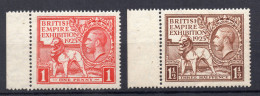 GB GRAN BRETAÑA  KGV 1925 -  SG 432 SG 433  YVERT 173/174 -  MNH - Unused Stamps
