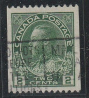 CANADA - N°109b Obl (1918-25) George V : 2c Vert : Dentelé 12 Horizontalement - Oblitérés