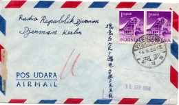 74829 - Indonesien - 1956 - 2@1Rp Huette A LpBf PALEMBANG -> Westberlin (schlecht Adressiert!) - Indonésie