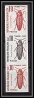 France Taxe N°103 Insectes Coleopteres Beetle Insects Essai Trial Proof Non Dentelé ** Imperf Bande De 3 Couleurs - Prove Di Colore 1945-…
