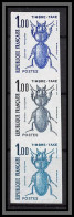 France Taxe N°106 Insectes Coleopteres Beetle Insects Essai Trial Proof Non Dentelé ** Imperf Bande De 3 Couleurs - Essais De Couleur 1945-…