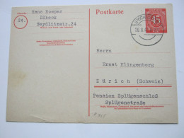 1947 , 45 Pfg. Ganzsache Aus  STOCKELSDORF  In Die Schweiz - Interi Postali