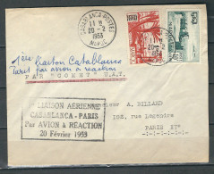 MAROC  20/02/1953 1° Liaison Aérienne Casablanca / Paris - Poste Aérienne