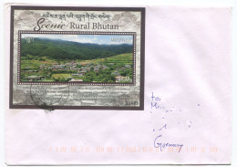 Cover Bhutan 2022 Minisheet Scenic Rural Bhutan Sent From Phuensholing - Bhoutan