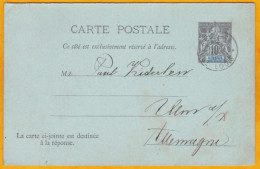 1893 - Entier Carte Postale 10 C Groupe & Réponse Payée Non Utilisée De Saint Louis, Sénégal Vers Ulm, Allemagne - Covers & Documents