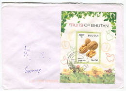 Cover Bhutan 2022 Minisheet Fruits Of Bhutan Walnut Sent From Phuensholing - Bhoutan