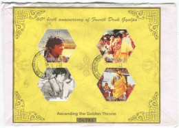 Cover Bhutan 2022 Minisheet Ascending The Golden Throne Royal Family Sent From Phuensholing - Bhoutan