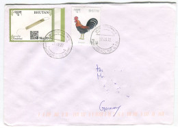 Cover Bhutan 2022 Year Of Rooster Chinese Zodiac Sent From Phuensholing - Bhoutan