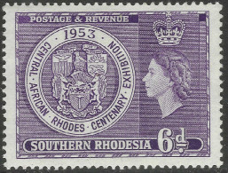 Southern Rhodesia. 1953  Rhodes Centenary Exhibition, Bulawayo. 6d MH. SG 76 - Rhodésie Du Sud (...-1964)