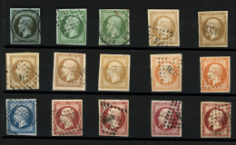 Sélection 15 Timbres Oblitérés Entre 1c (n°11) Et 80c (n°17). Qualité Choisie. TTB. - 1853-1860 Napoléon III.