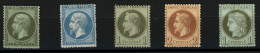 Lot EMPIRE / CERES (n°19, 22 Pd, 25, 26, 50) Neuf *. Cote 1060€. - 1863-1870 Napoleon III Gelauwerd