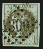 1c BORDEAUX Report 3 Olive-Bronze (n°39Cc) Obl. GC 1300. Cote 300€. Signé SCHELLER.  Superbe. - 1870 Uitgave Van Bordeaux