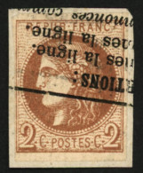 2c BORDEAUX (n°40B) TB Margés Obl. TYPO. Sur Fragment. Cote 400€. Signé SCHELLER. TB. - 1870 Emission De Bordeaux