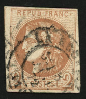 2c BORDEAUX (n°40B) Brun Rouge Clair Obl. Cachet à Date. Signé SCHELLER. TB. - 1870 Emissione Di Bordeaux